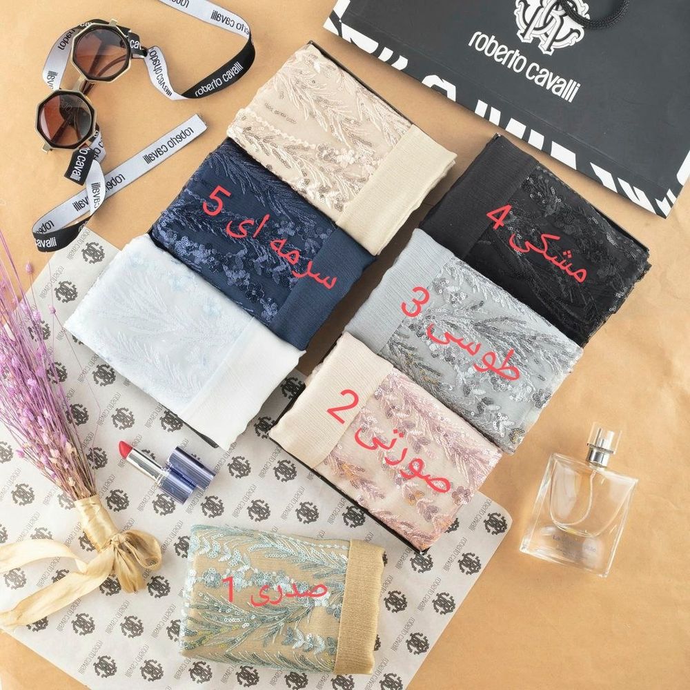 مشخصات شال زنانه مجلسی پولکی کد 002