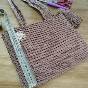 فروش اینترنتی کیف مکرومه سایز کوچک بابونه