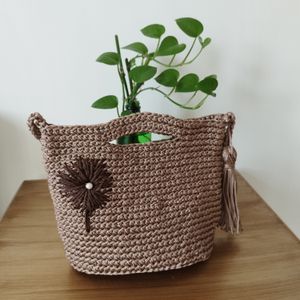 قیمت ارزان کیف مکرومه متوسط دسته چشمی قاصدک 