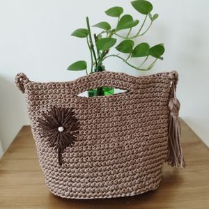 خرید آنلاین کیف مکرومه متوسط دسته چشمی قاصدک 