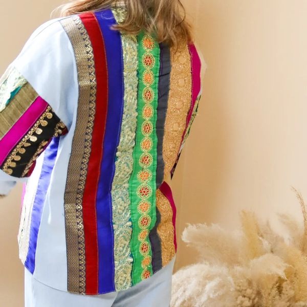 کت زنانه جین زنانه سوزن دوزی
