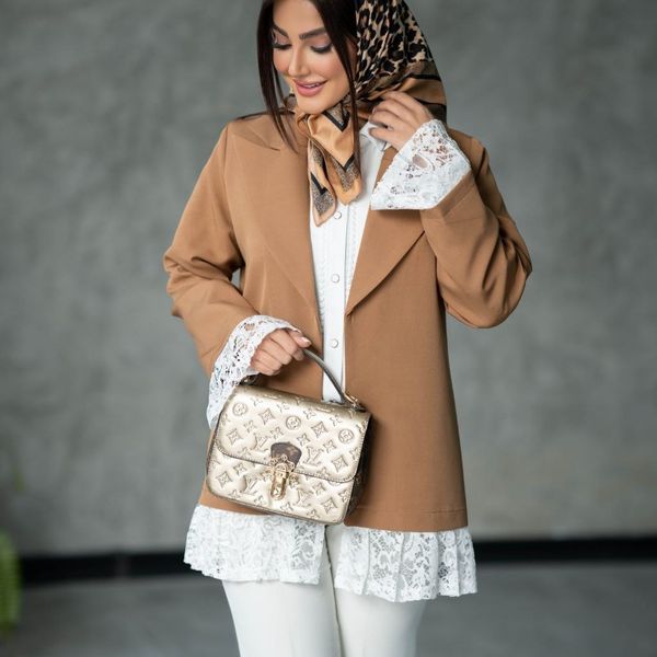 مانتو کتی خرجکار گیپور قهوه ای