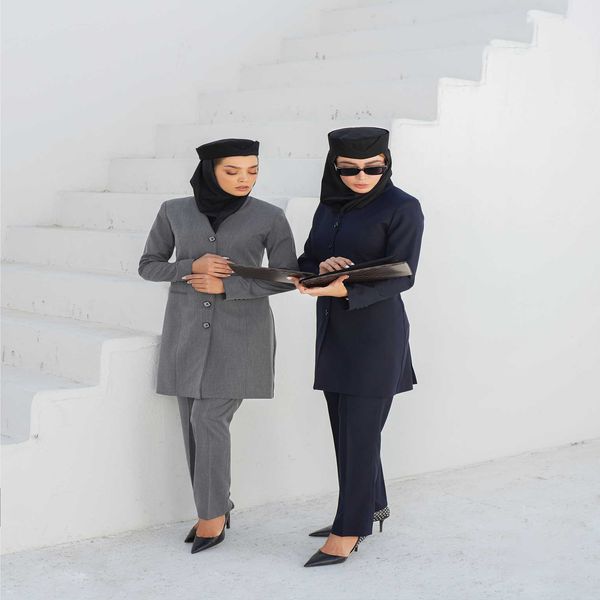 مانتو شلوار اداری باران دخت مدل یقه ایستاده کد 9099