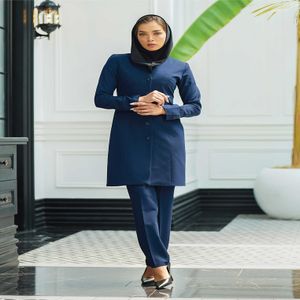 خرید اینترنتی قیمت مانتو شلوار اداری باران دخت مدل یقه ایستاده کد 9099