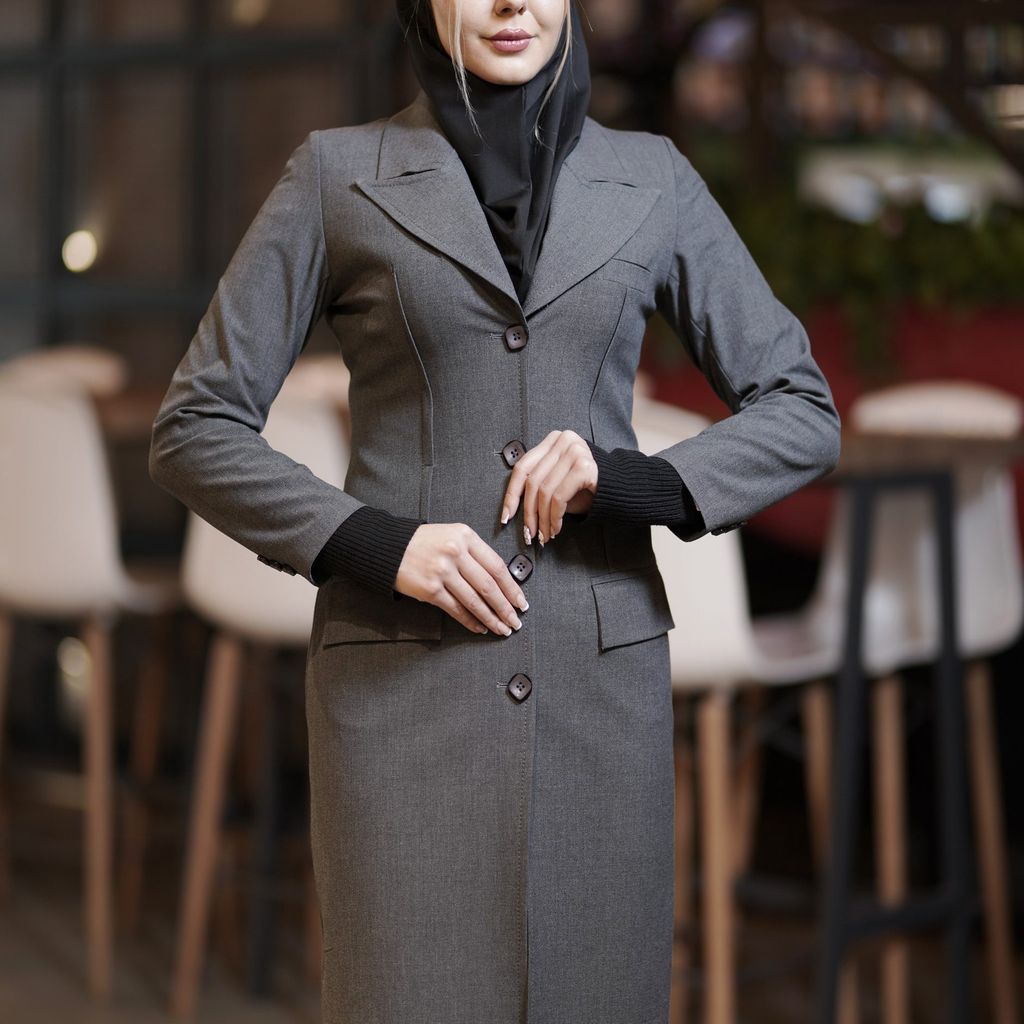 خرید اینترنتی قیمت مانتو شلوار اداری باران دخت مدل ساسون از رو کد 4034