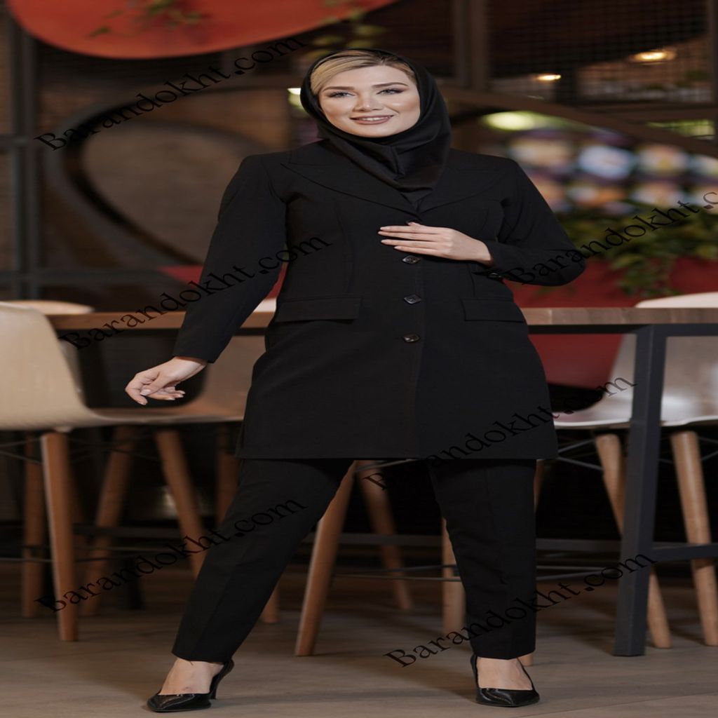 خرید اینترنتی قیمت مانتو شلوار اداری باران دخت مدل ساسون از رو کد 4034