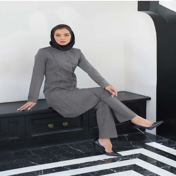 مانتو شلوار اداری باران دخت مدل دو برش کد 4008