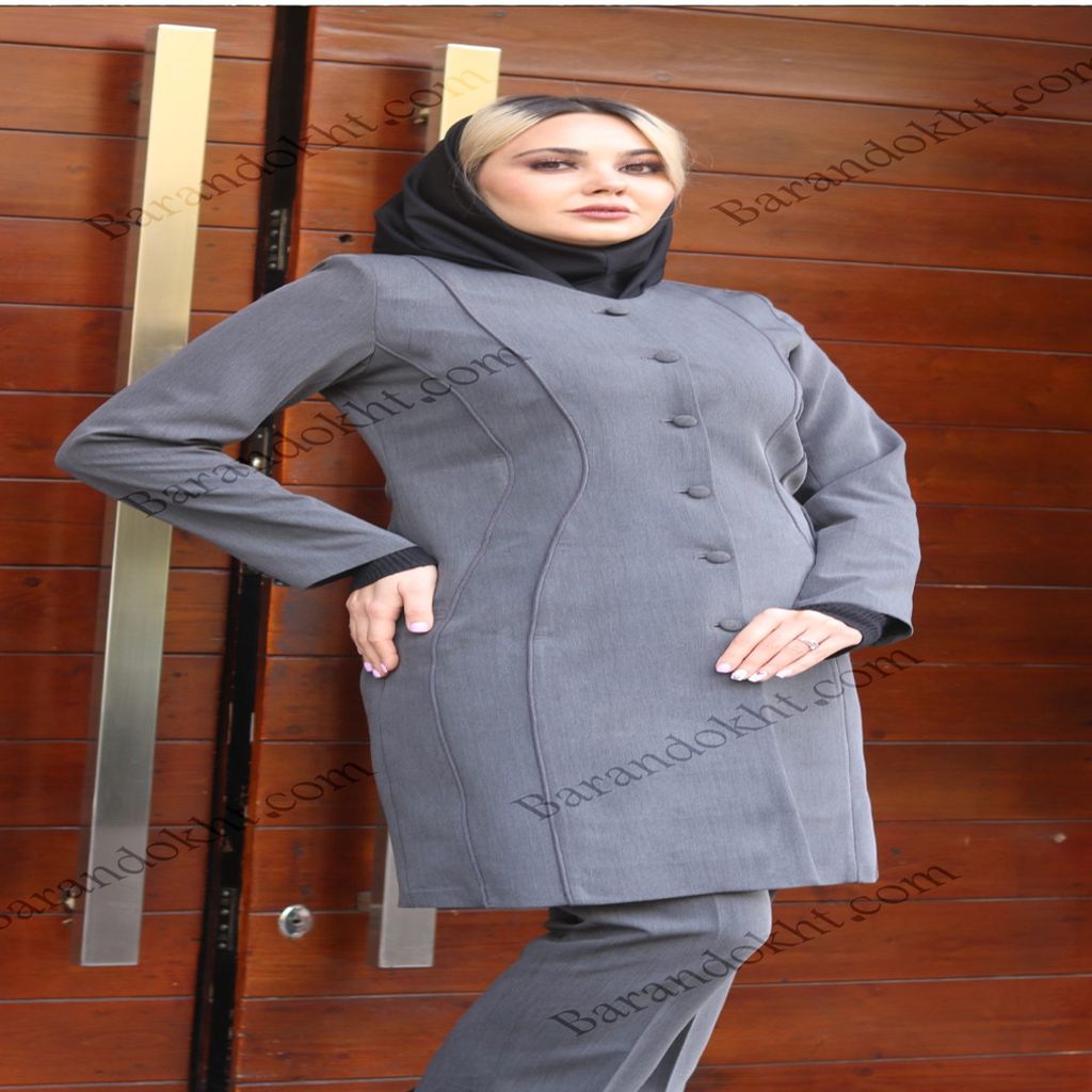 خرید اینترنتی قیمت مانتو شلوار اداری باران دخت مدل دو برش کد 4008