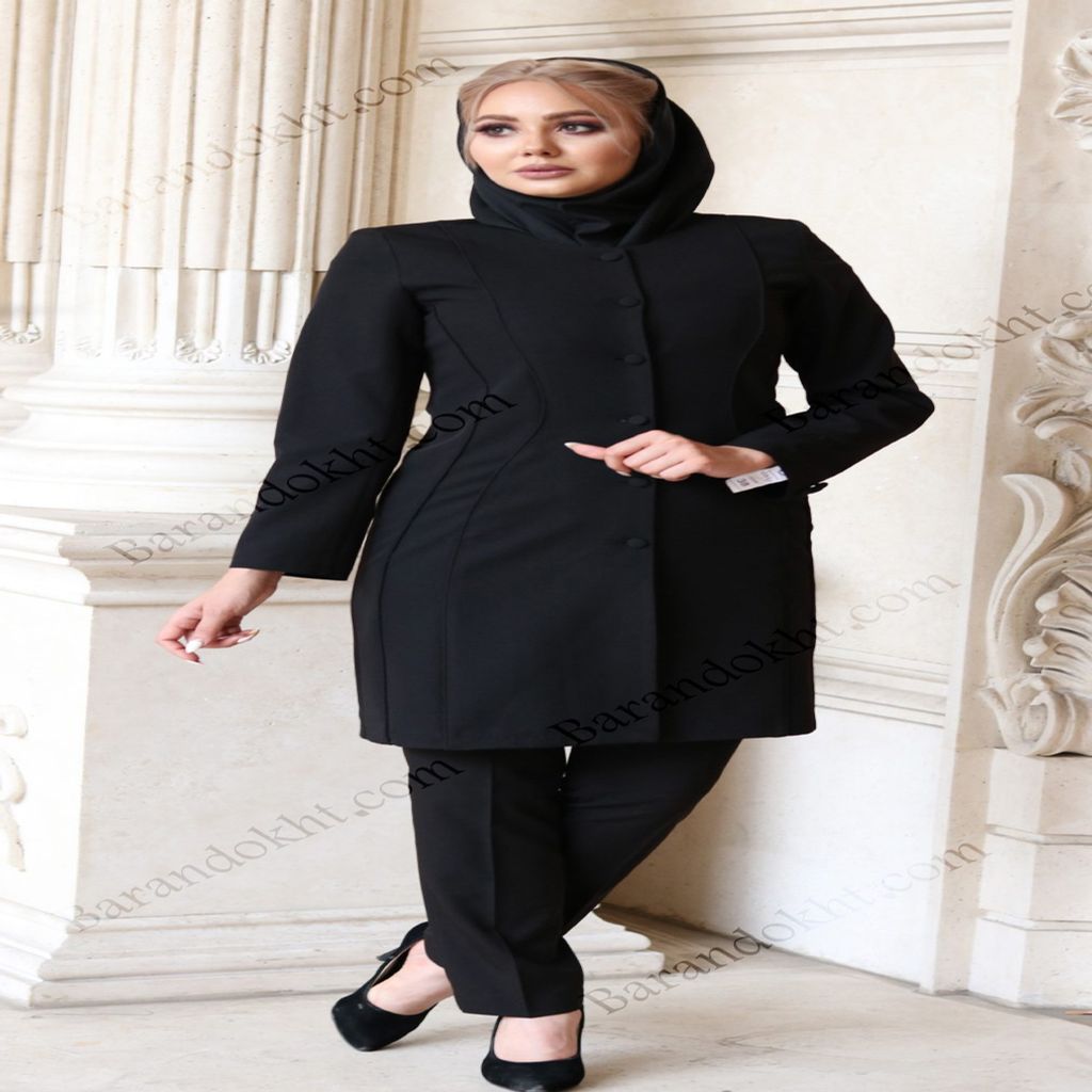 خرید اینترنتی قیمت مانتو شلوار اداری باران دخت مدل دو برش کد 4008