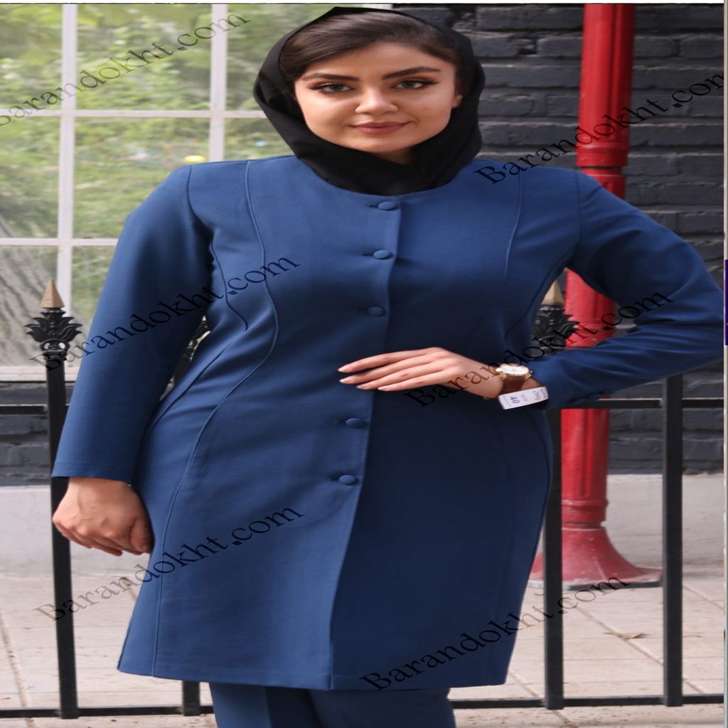خرید اینترنتی قیمت مانتو شلوار اداری باران دخت مدل دو برش کد 4008