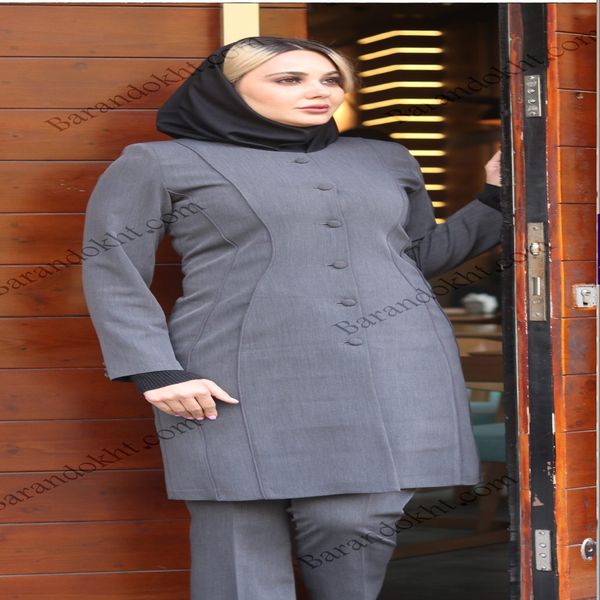 مانتو شلوار اداری باران دخت مدل دو برش کد 4008