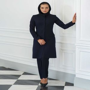 خرید اینترنتی قیمت مانتو شلوار اداری باران دخت مدل دکمه مخفی کد 1785