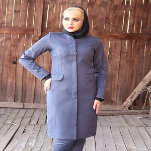 خرید اینترنتی قیمت مانتو شلوار اداری باران دخت مدل دکمه مخفی کد 1785