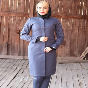 خرید اینترنتی قیمت مانتو شلوار اداری باران دخت مدل دکمه مخفی کد 1785