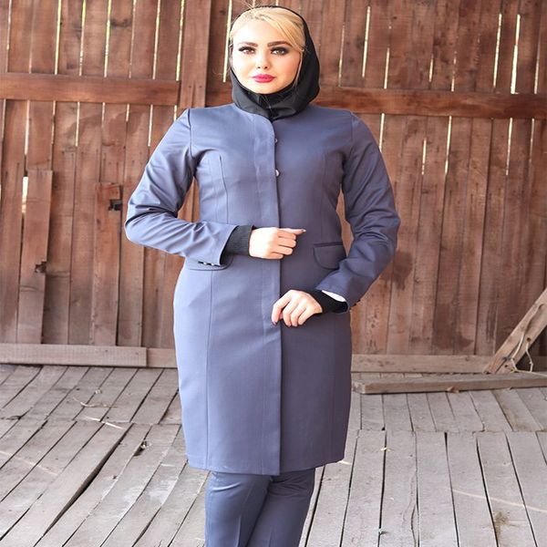 مانتو شلوار اداری باران دخت مدل دکمه مخفی کد 1785