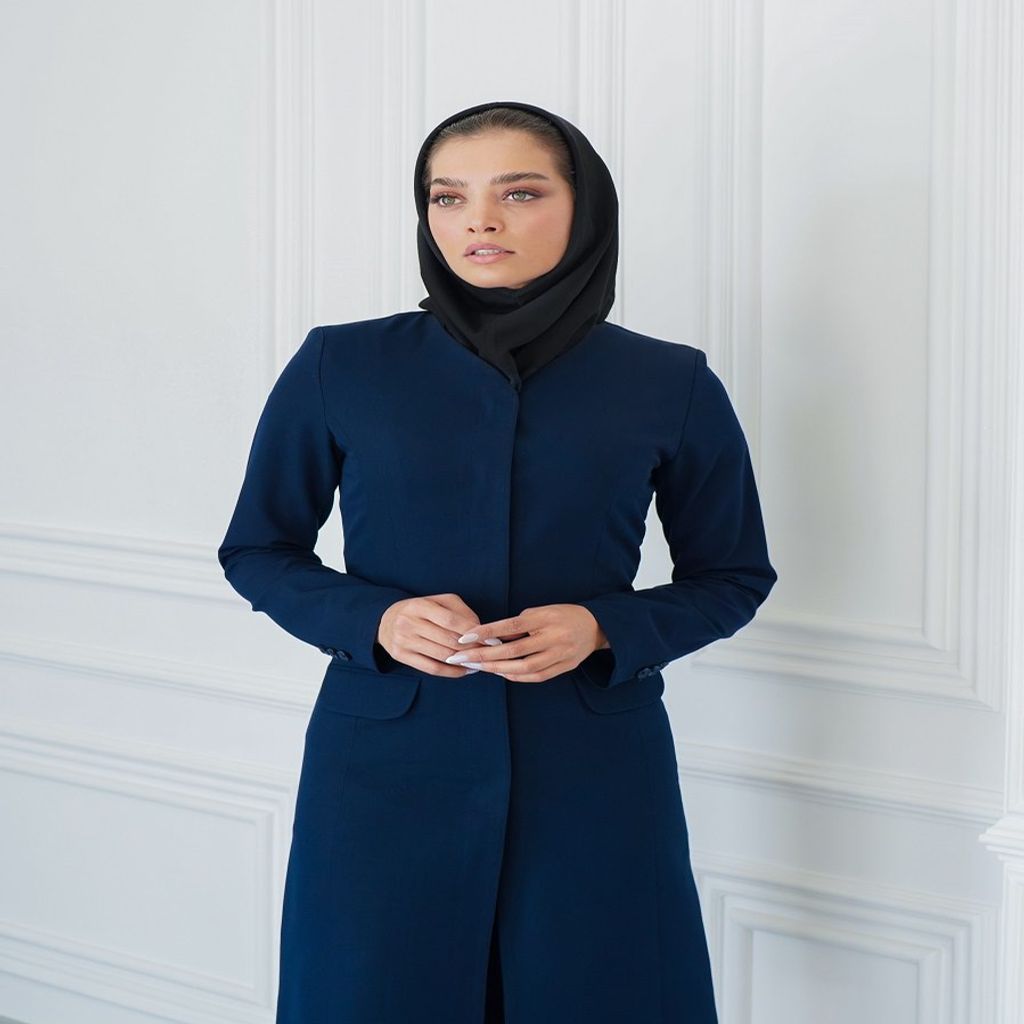 خرید اینترنتی قیمت مانتو شلوار اداری باران دخت مدل دکمه مخفی کد 1785