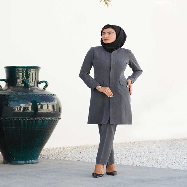 مانتو شلوار اداری باران دخت مدل دکمه مخفی کد 1785