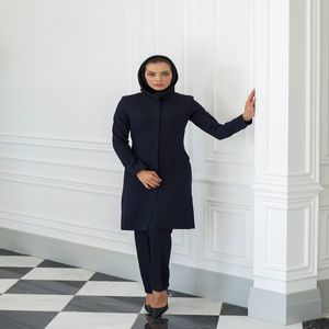 خرید اینترنتی قیمت مانتو شلوار اداری باران دخت مدل دکمه مخفی کد 1785