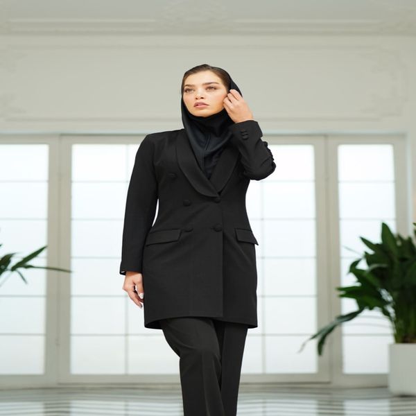 مانتو شلوار اداری باران دخت مدل یقه آرشال فیونا کد 4060