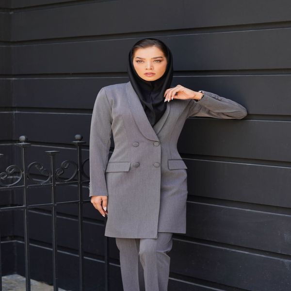 مانتو شلوار اداری باران دخت مدل یقه آرشال فیونا کد 4060