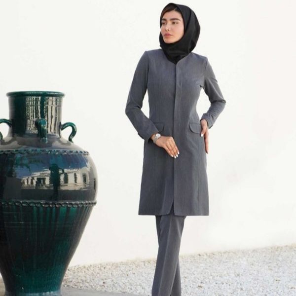 مانتو شلوار اداری شاهین دوخت مدل دکمه مخفی کد 1785