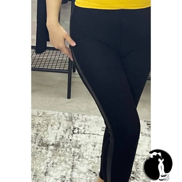 شلوار زنانه لگ زنانه نوارچرمی و لمه دار کد 0213