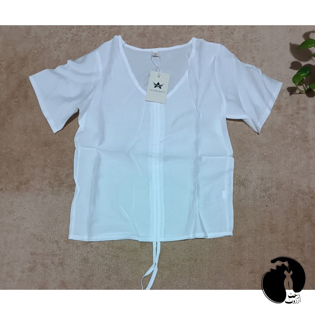 خرید اینترنتی تیشرت زنانه کراپ شو لینن بندی کد 9807