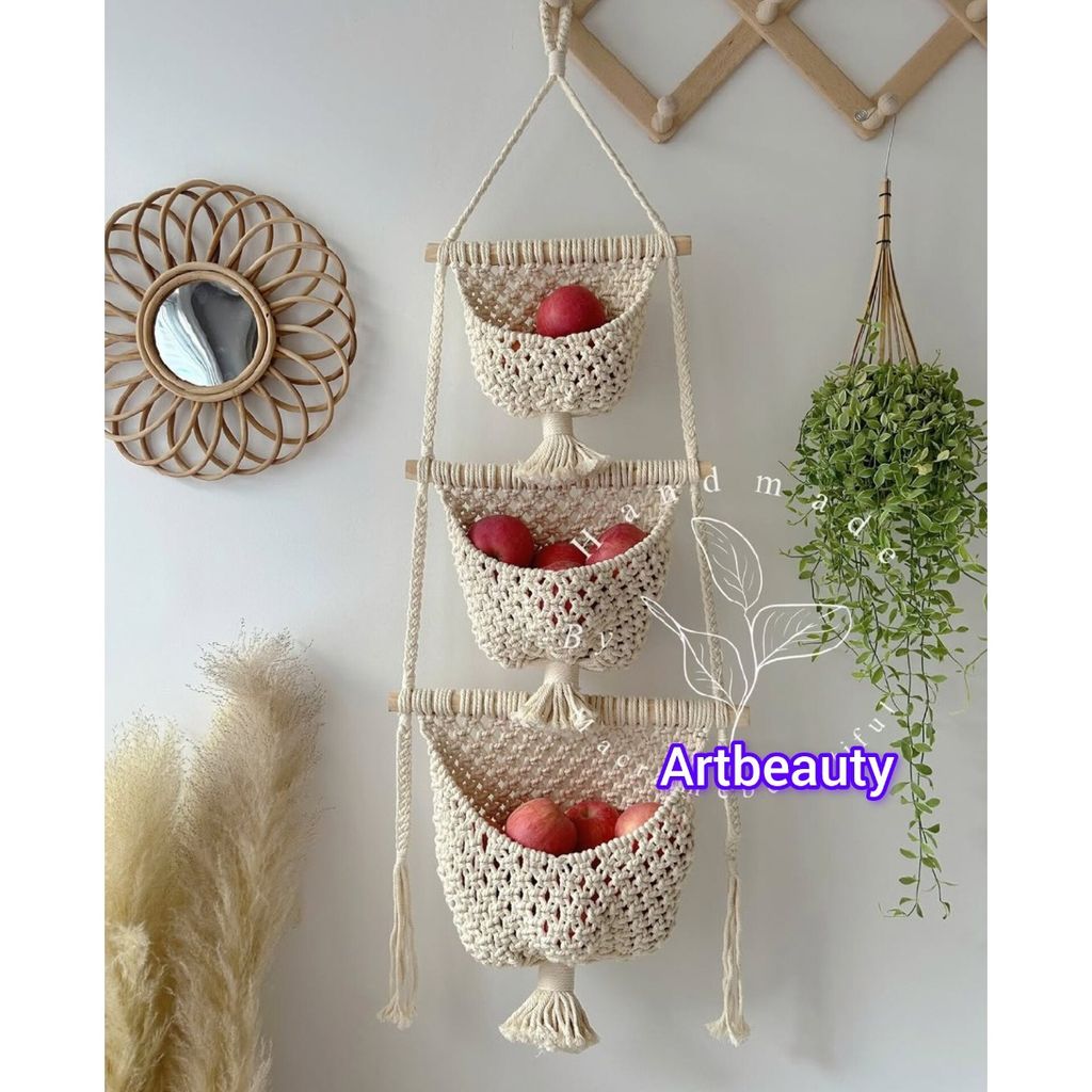 فروش اینترنتی هولدر میوه سه طبقه مکرومه مدل گرین