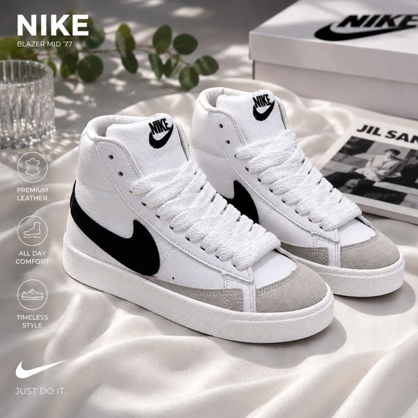 کتونی نایک بلیزر ساق بلند سفید Nike Blazer