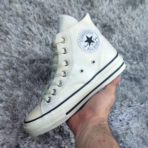 کتونی آلستار ساق بلند سفید استخوانی All Star با کیفیت