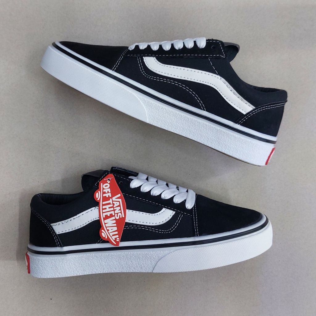 خرید آنلاین کتونی ونس مشکی خط سفید Vans