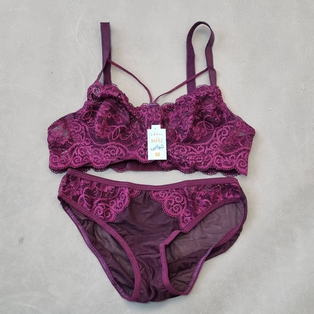 فروش اینترنتی ست شورت و سوتین فنردار گیپوری سایز 75 تا 90 