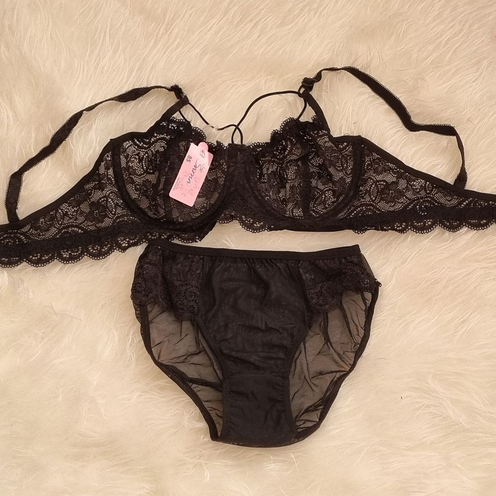 فروش اینترنتی ست شورت و سوتین فنردار گیپوری سایز 75 تا 90 