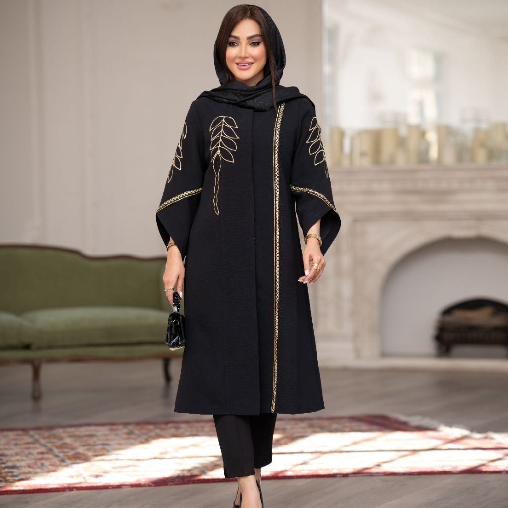 فروش اینترنتی مانتو زنانه گلدوزی کرپ کریستال رویسا