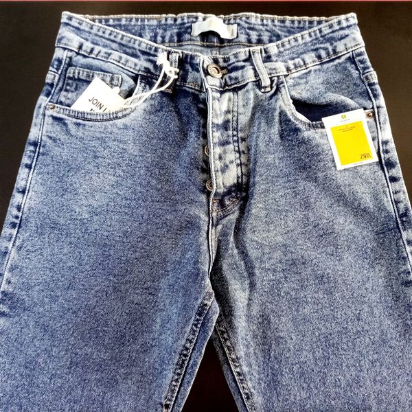 شلوار جین مردانه راسته آبی برفکی