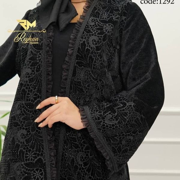 کت زنانه شنل گیپور مشکی مجلسی کد 01