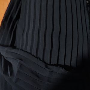 خرید انلاین پارچه پلیسه کرپ حریر جت بلک کد 2