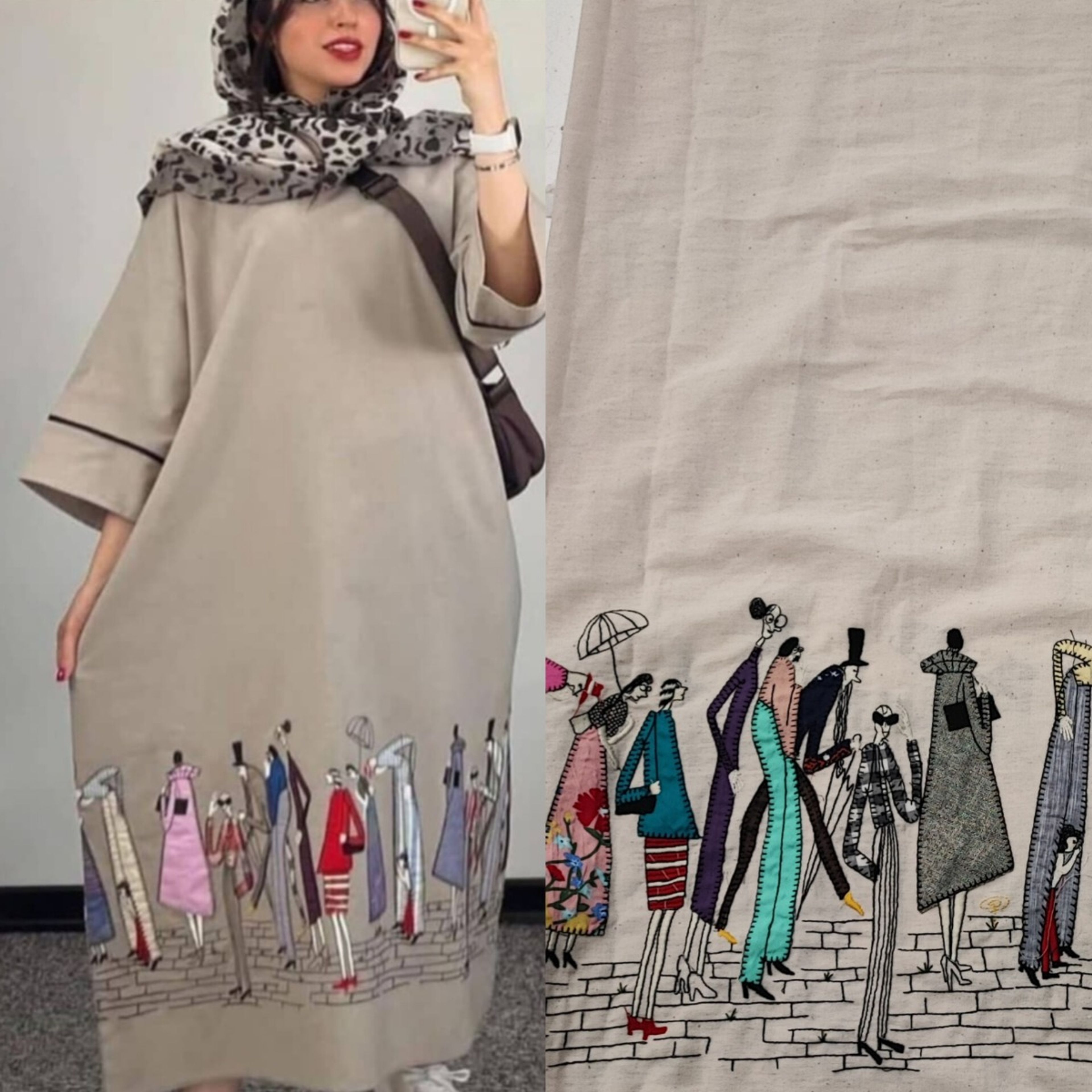 مشخصات پارچه لنین حاشیه دوزی کد1