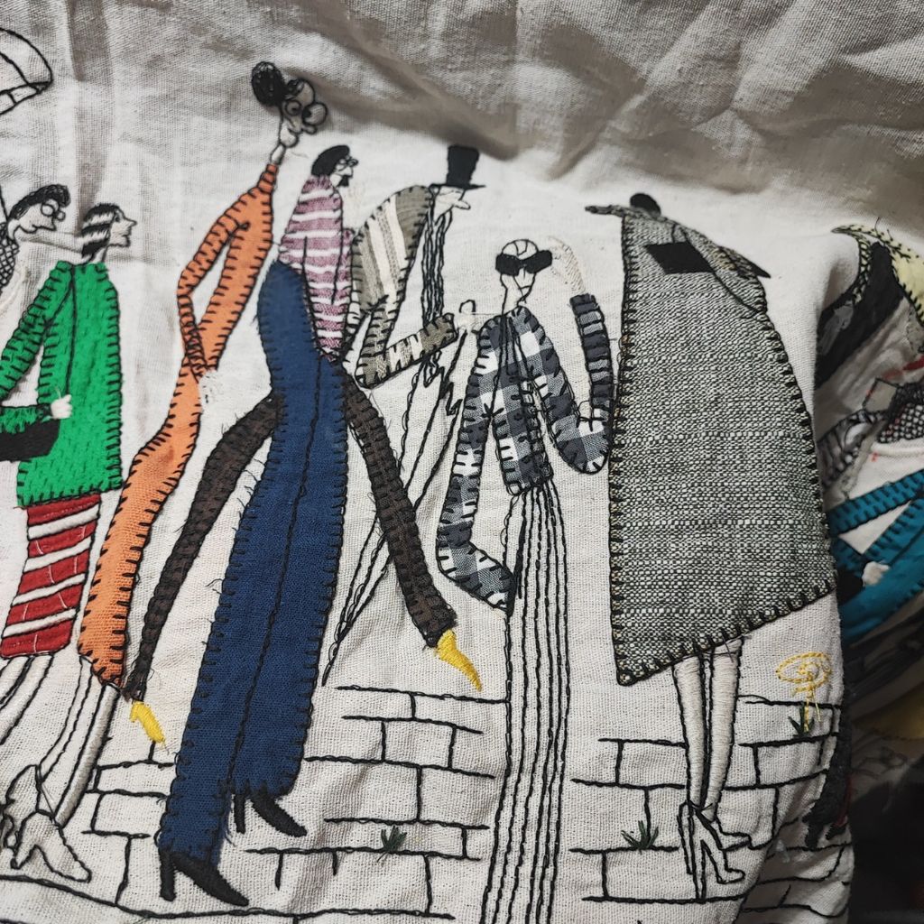 خرید انلاین پارچه لنین حاشیه دوزی رنگ سفید  کد2