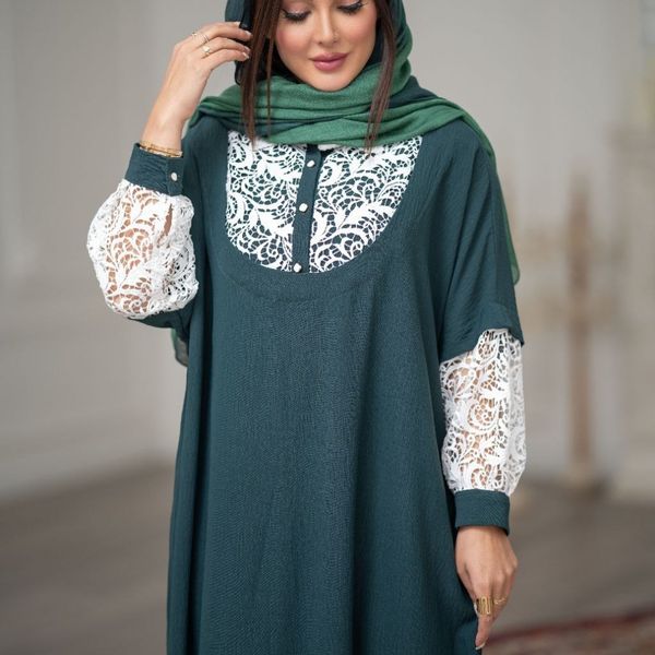 پیراهن مانتویی خرجکار گیپور عیدانه