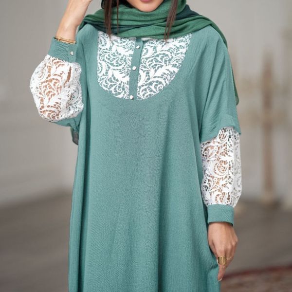 پیراهن مانتویی خرجکار گیپور عیدانه