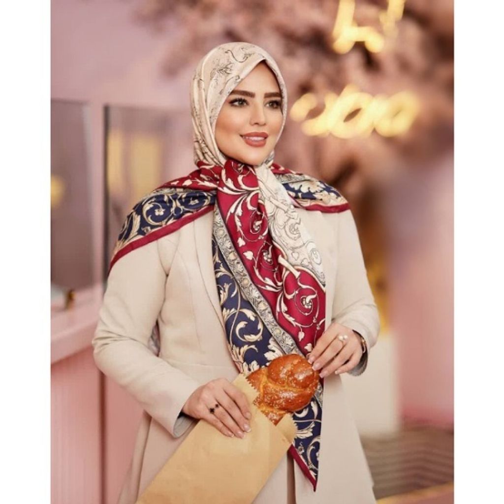 خرید اینترنتی روسری ابریشم توییل کجراه قواره 140 مدل یاقوت