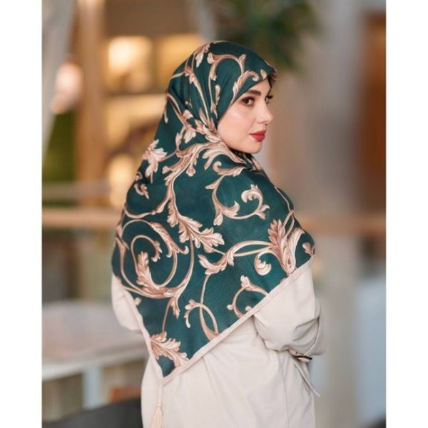 روسری زنانه نخی قواره 140 نخ گلوریا مدل زمرد کد 11