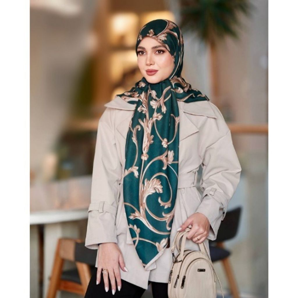 خرید انلاین روسری نخی قواره 140 نخ گلوریا مدل زمرد