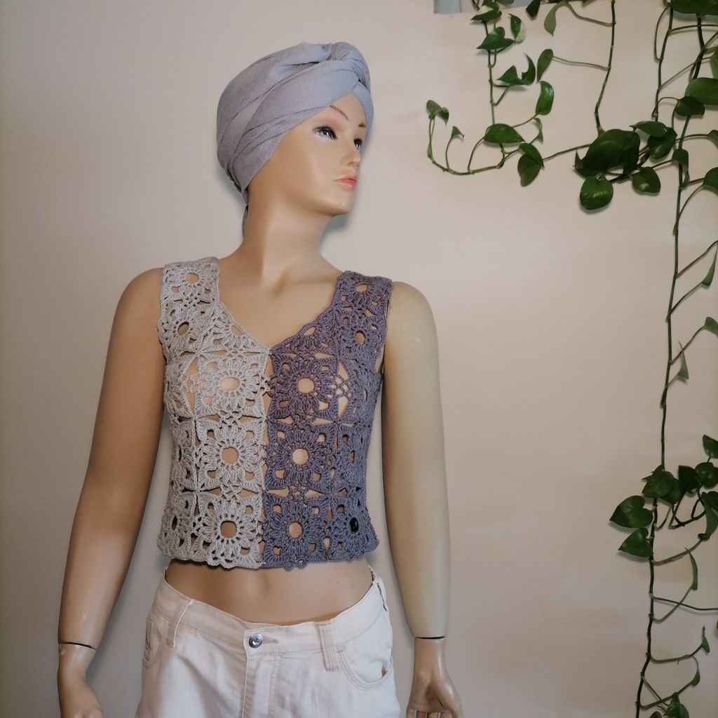 خرید اینترنتی کراپ، تاپ، نیم‌تنه، زنانه، دخترانه، قلاببافی کد 1215