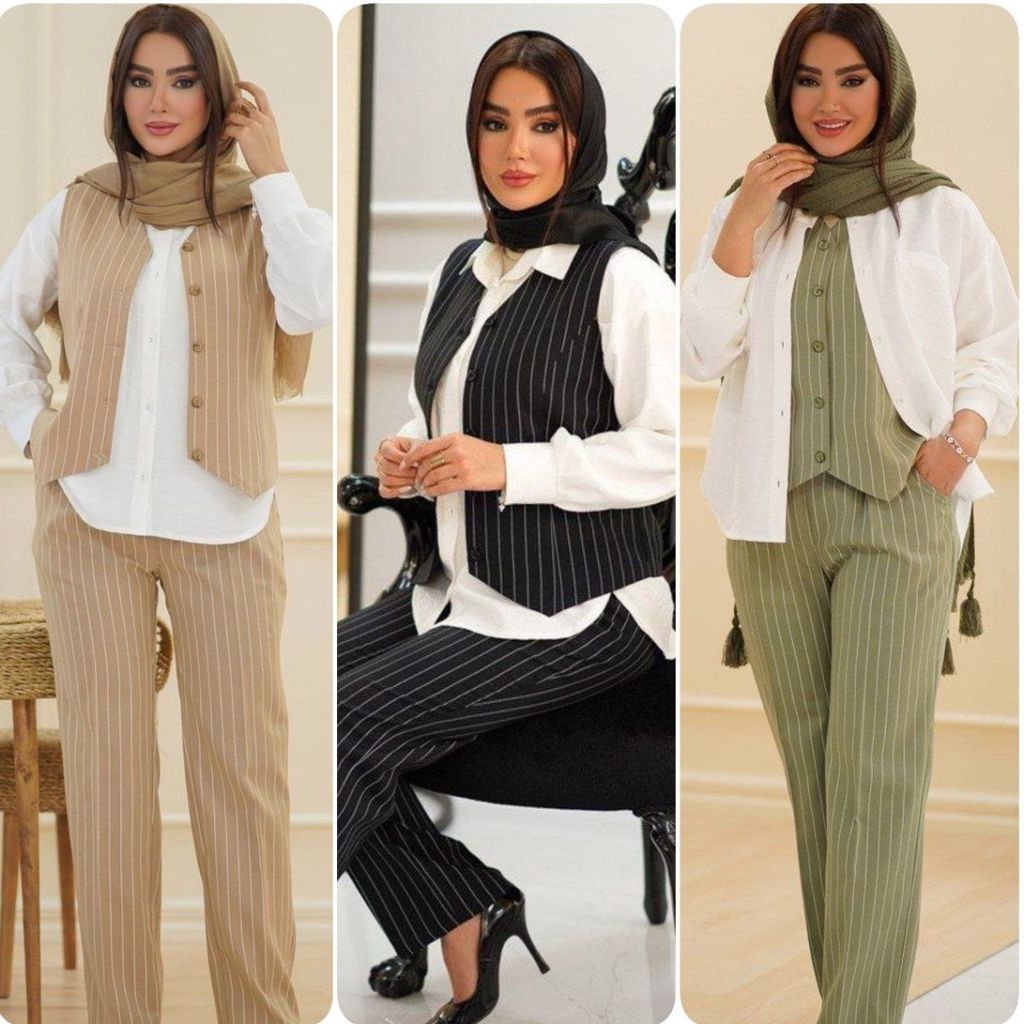 خرید اینترنتی ست سه تیکه عیدانه ( شومیز شلوار ژیله)