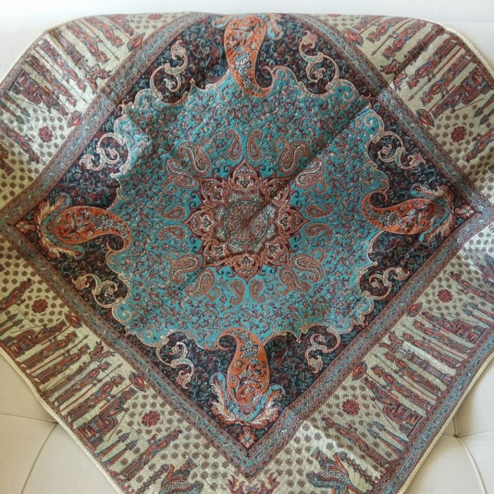 خرید آنلاین رومیزی ترمه فیروزه ای r25
