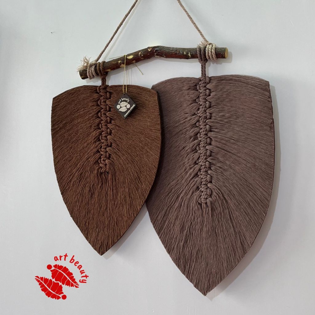 فروش اینترنتی دیوارکوب دو برگ مکرومه بافی طرح صدف