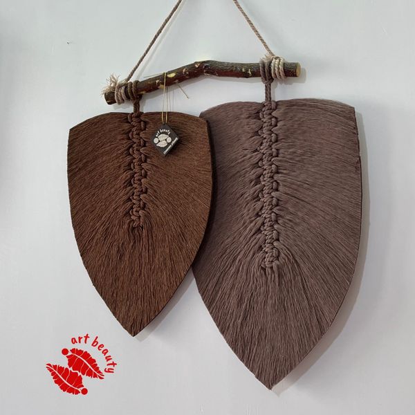 دیوارکوب دو برگ مکرومه بافی طرح صدف