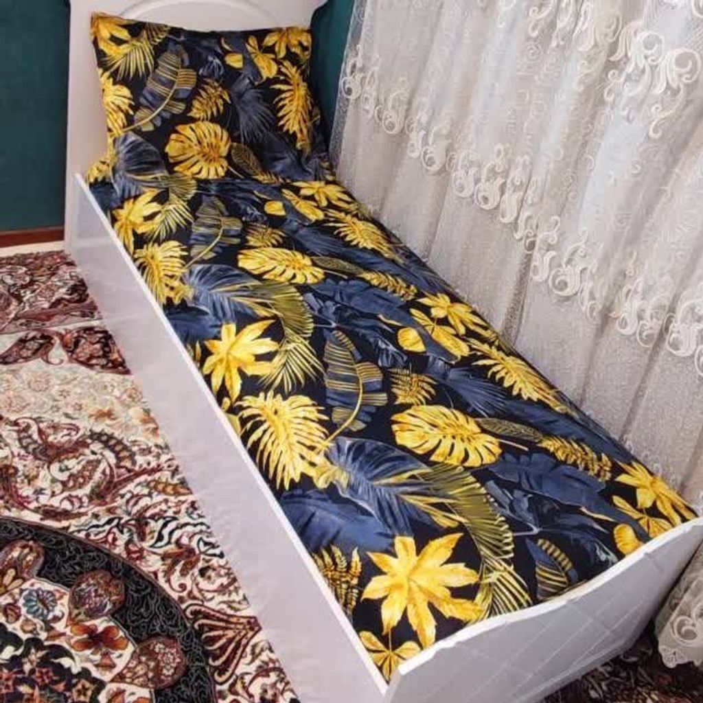 مشخصات روتختی یک نفره ملحفه یک نفره برگ پاییزی طرح هاوایی طلایی سبز روکش تشک یک نفره